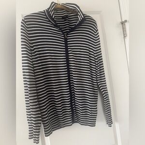 Talbots Navy and White Striped zip up Sweater. Like New. Worn once.